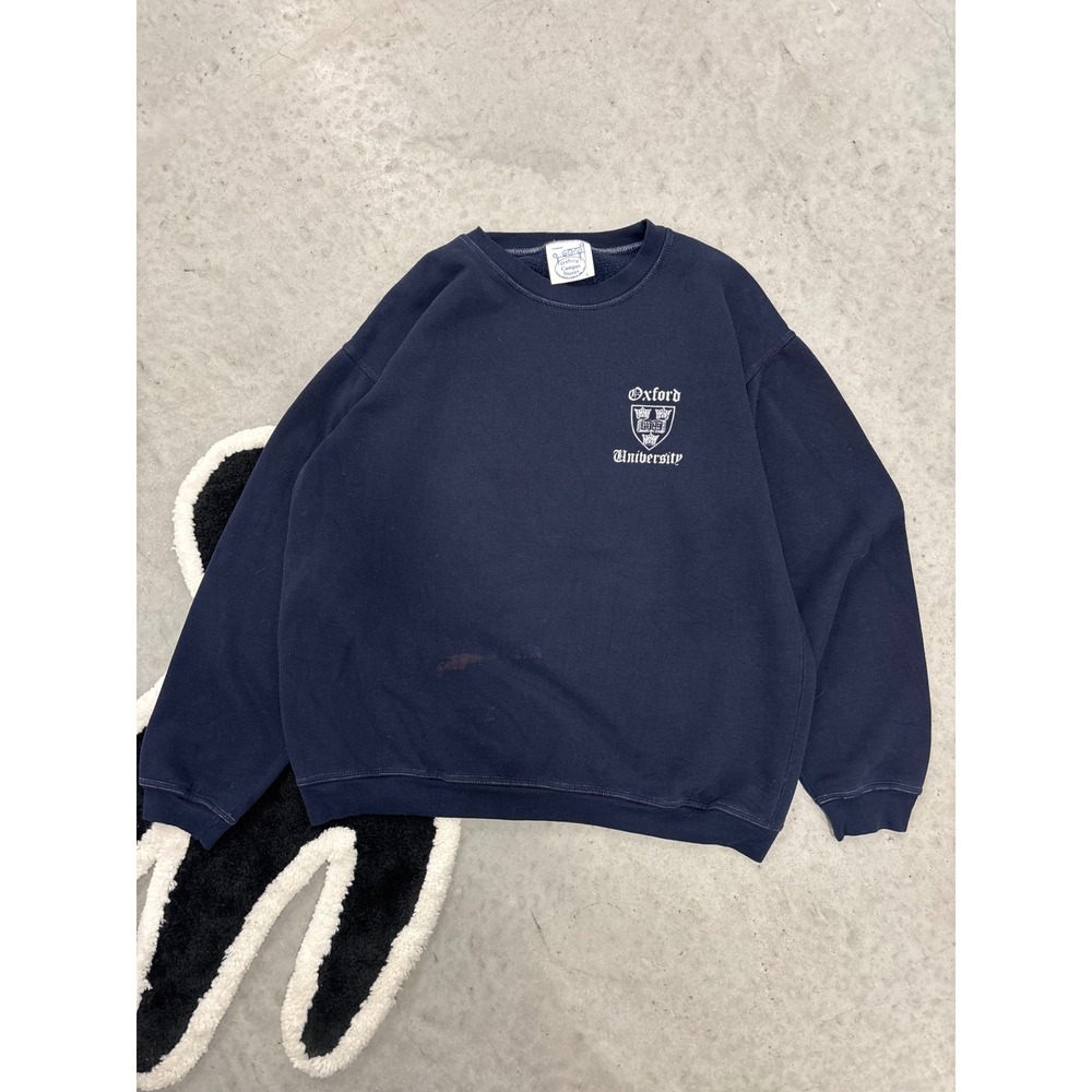 Oxford University Sweatshirt Navy Blue Crest Logo Pullover Large Vintage Style